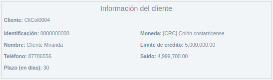 Informacion cliente