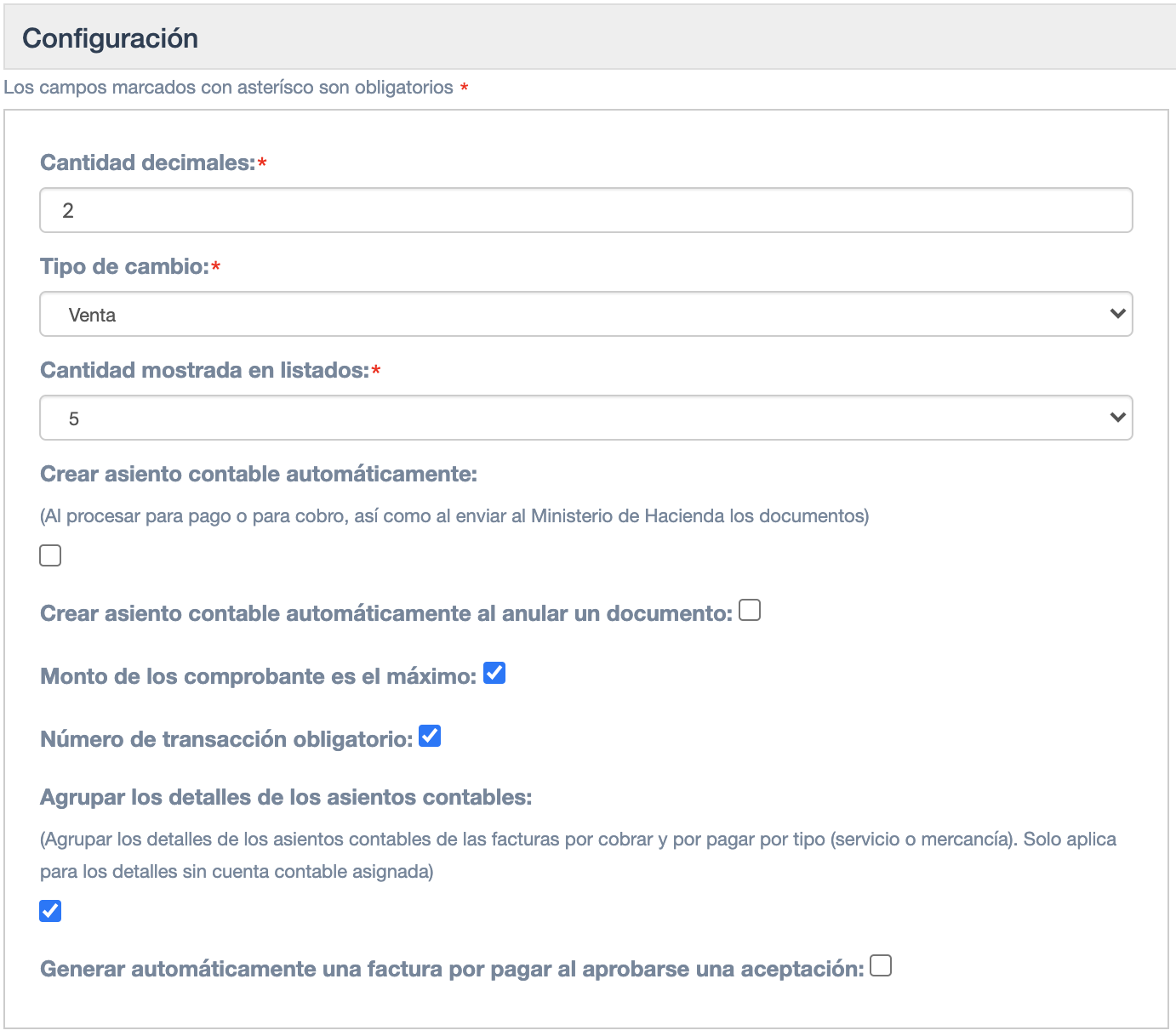 Configuración general