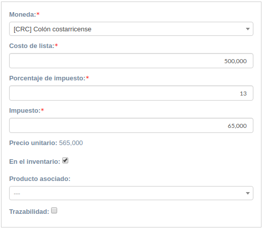 Crear productos seccion derecha