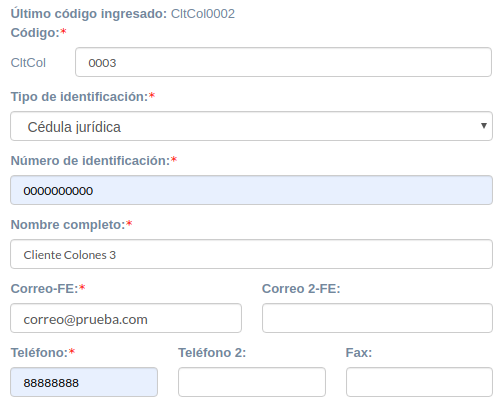 Crear cliente seccion izquierda