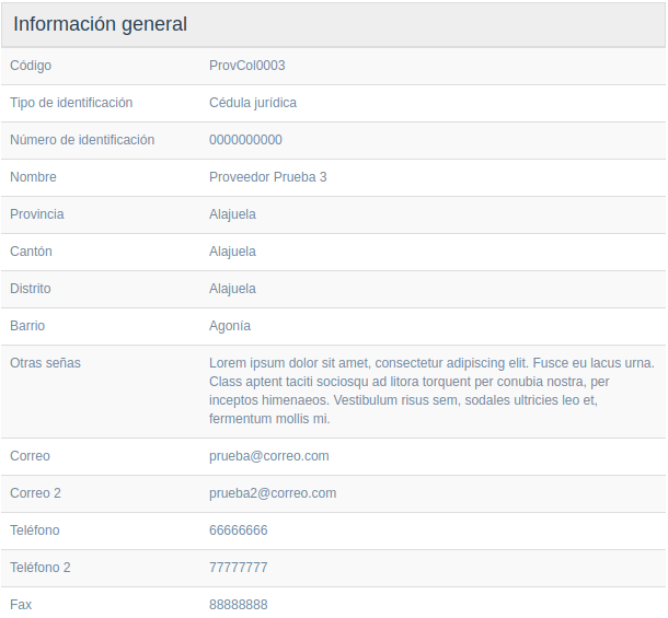 Ver información proveedor