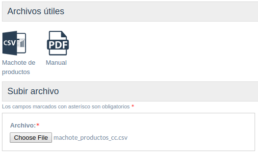 Carga masiva de productos