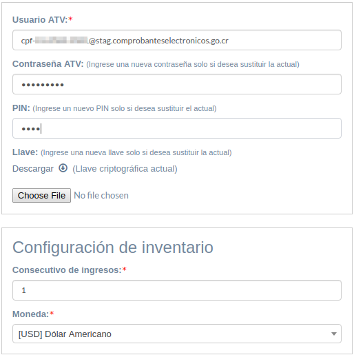 Configuracion ATV Factura Hacienda