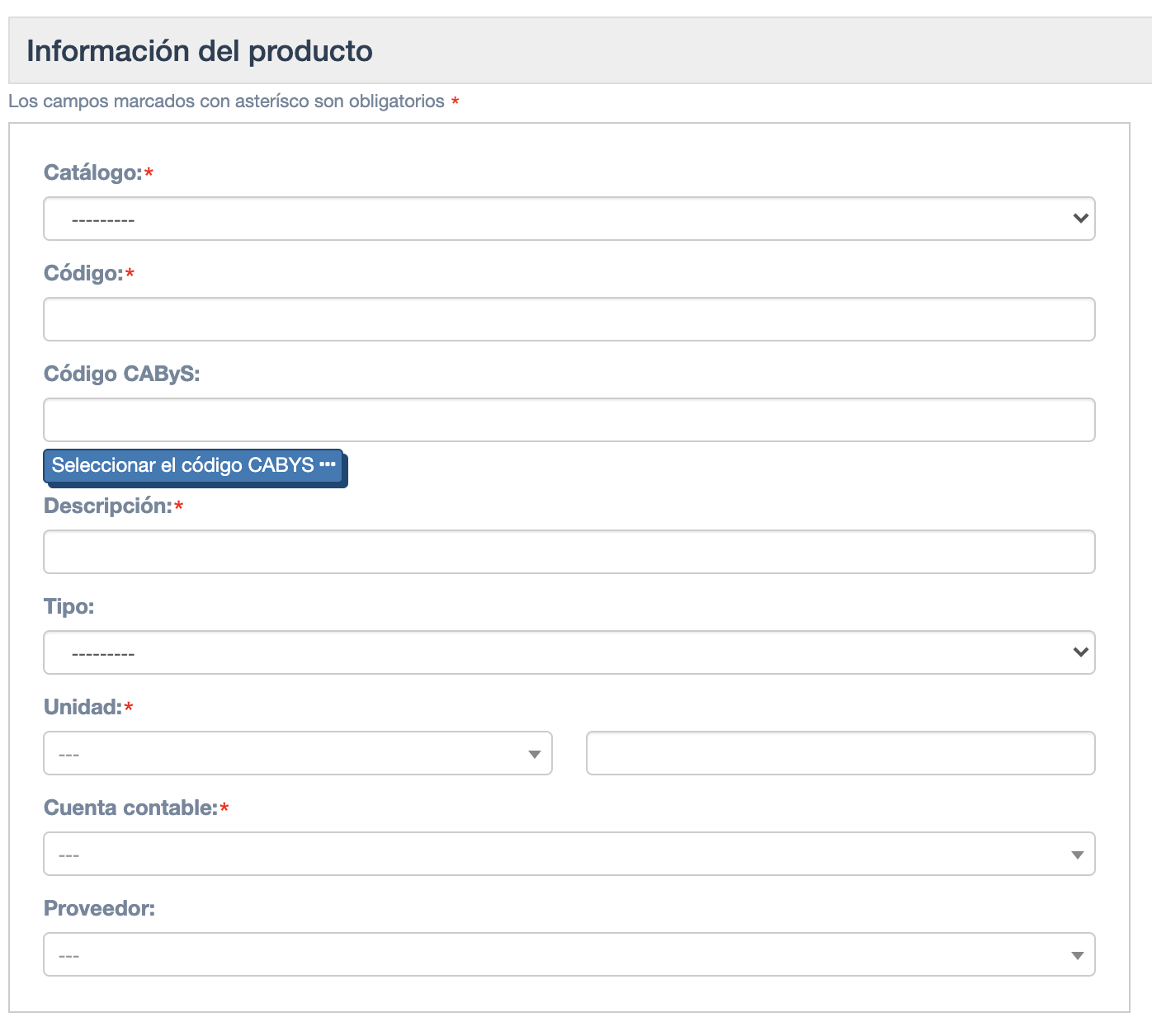 Crear productos seccion izquierda