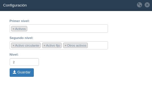 Configuración de cuentas balance general