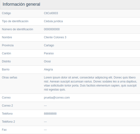 Ver información cliente seccion izquierda